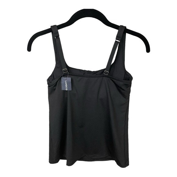 Lands' End Square Neck Underwire Tankini Swimsuit Top in Black Size 2 NWT - Picture 6 of 9